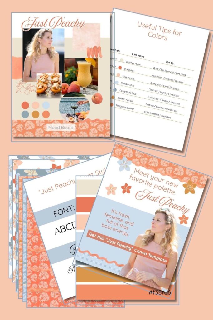 Picture of 'Just Peachy' Mood Board Template 5 Pages and 6 Background pages